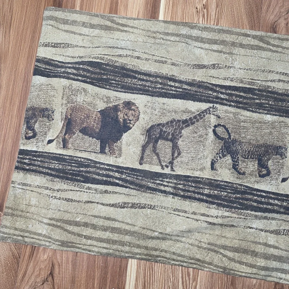 Vtg Dan‎ River Pillowcase Standard African Safari Animals Brown Percale USA